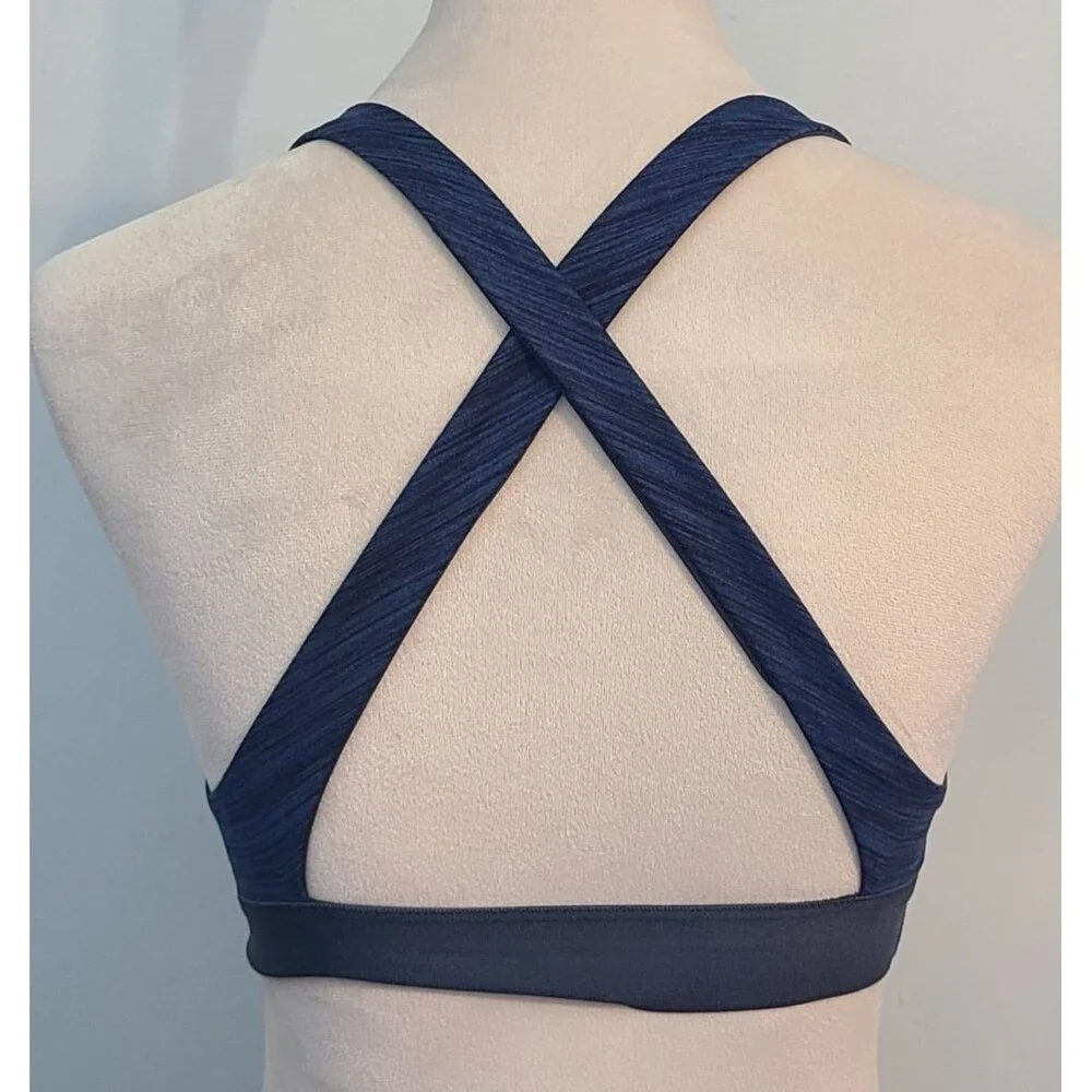 Patagonia Womens M Blue Heathered Unlined Wireless Cross Back Sports Bra Running - Picture 3 of 11